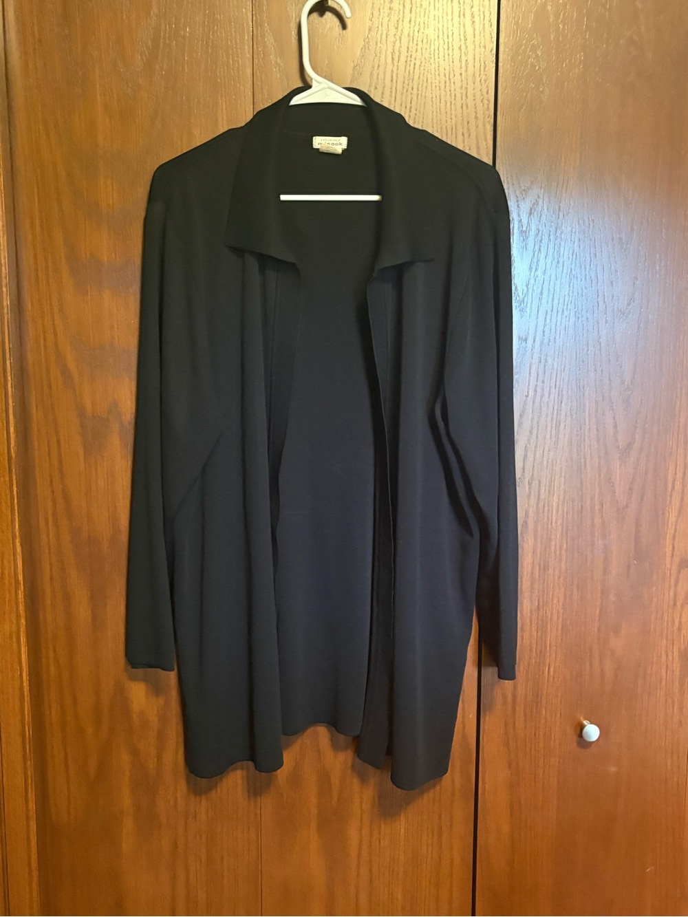 Misook Black Open-Front Women's Long Cardigan Sweater